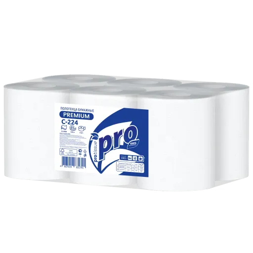 C224 Полотенца бумажные в рулонах с центр.,вытяжкой 2сл.,"Protissue" Premium,150м. 1*6